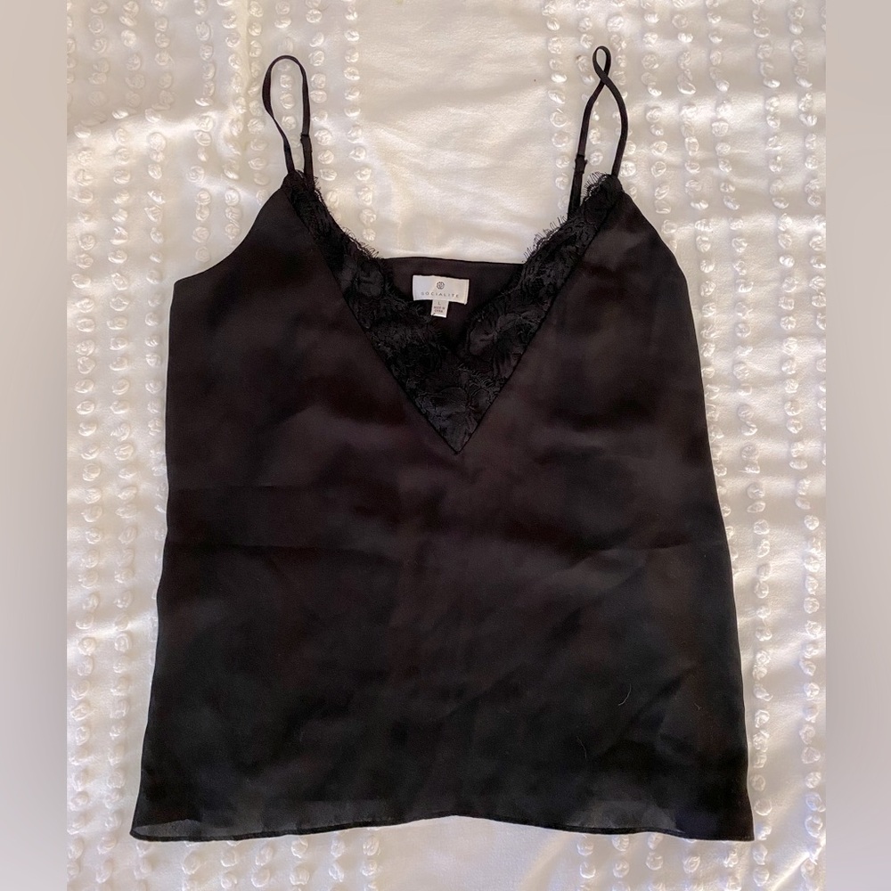 Women’s Lace Trim Cami Tank, Size L